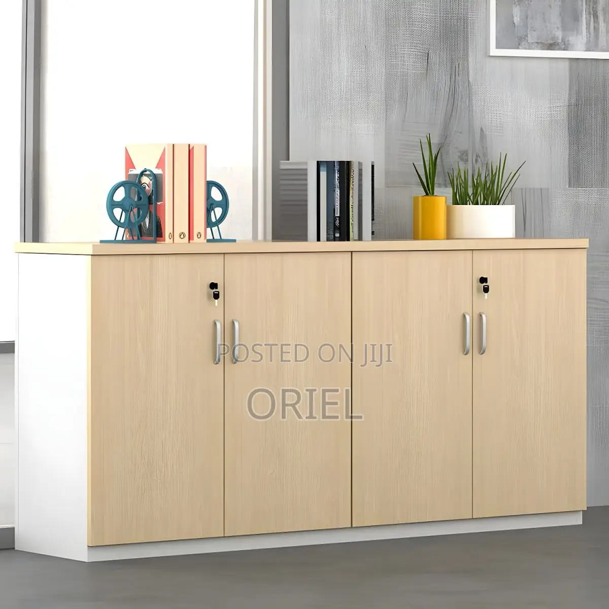 Office Cabinet : 4-Door Wooden Office Credenza