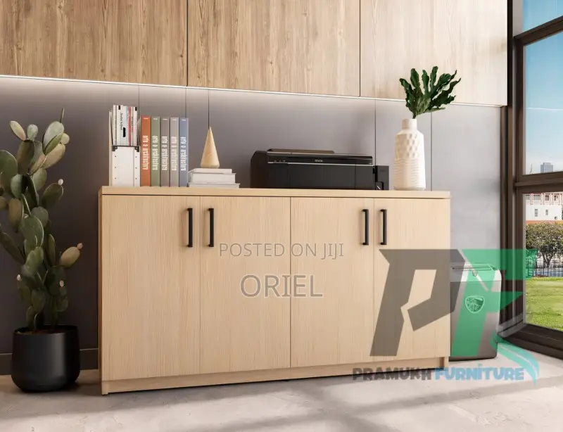Office Cabinet : 4-Door Wooden Office Credenza