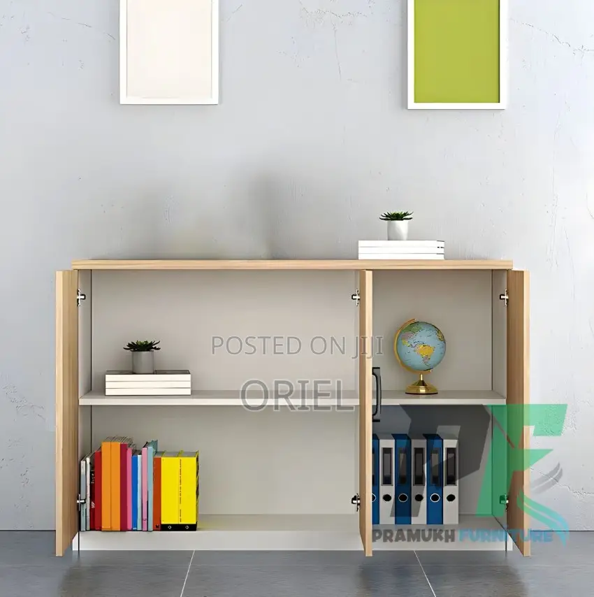Office Cabinet : 4-Door Wooden Office Credenza