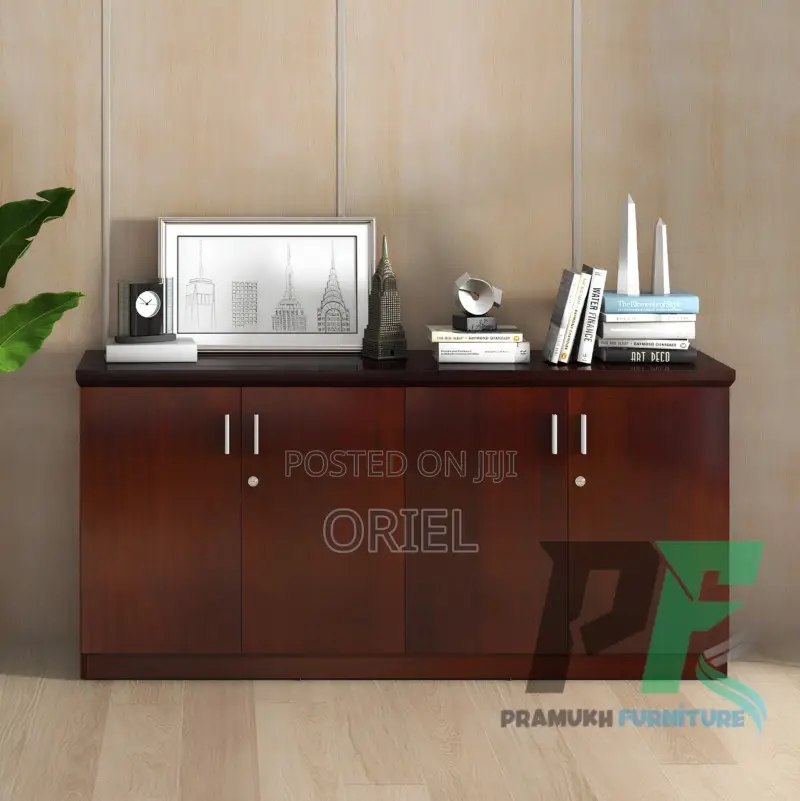 Office Cabinet : 4-Door Wooden Office Credenza