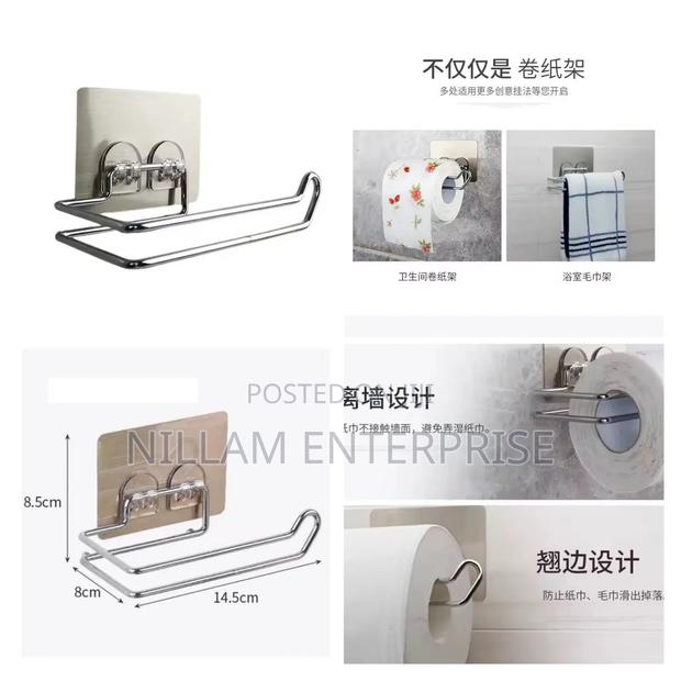 1pc Stainless Steel Self-Adhesive Toilet Paper