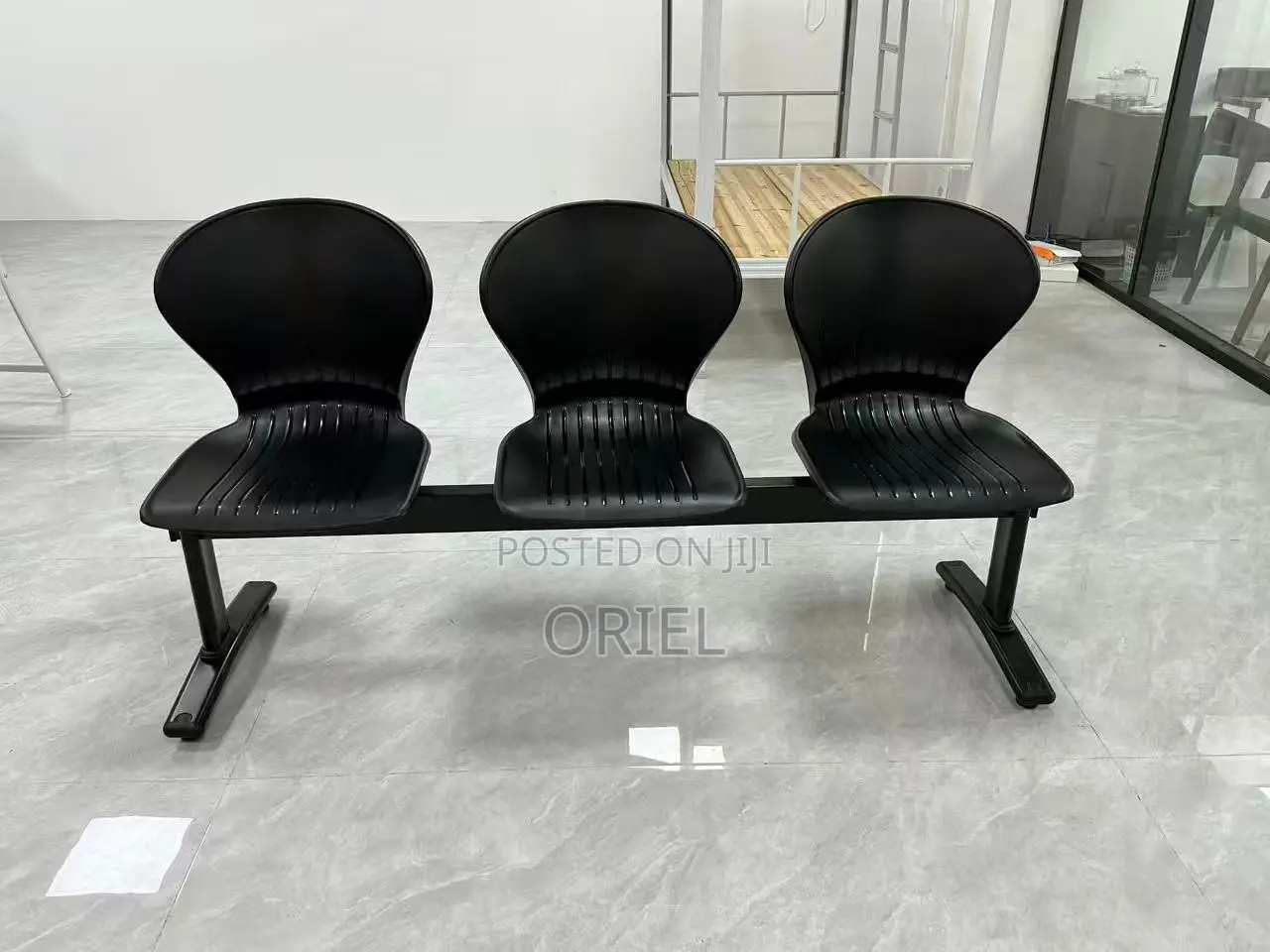 Office Waiting Bench : 3-Link Plastic Waiting Bench
