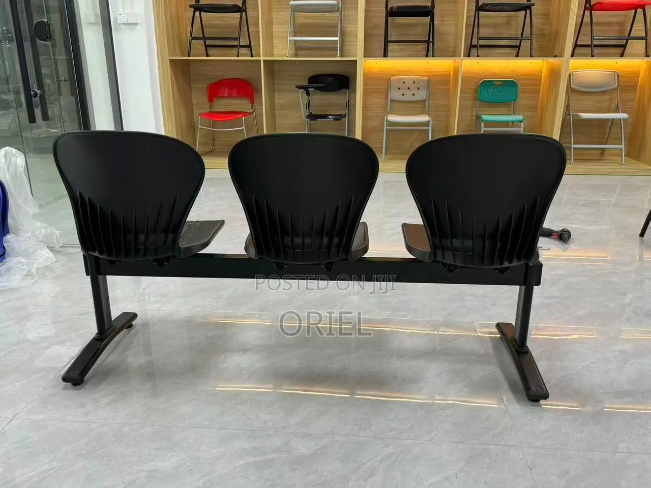 Office Waiting Bench : 3-Link Plastic Waiting Bench