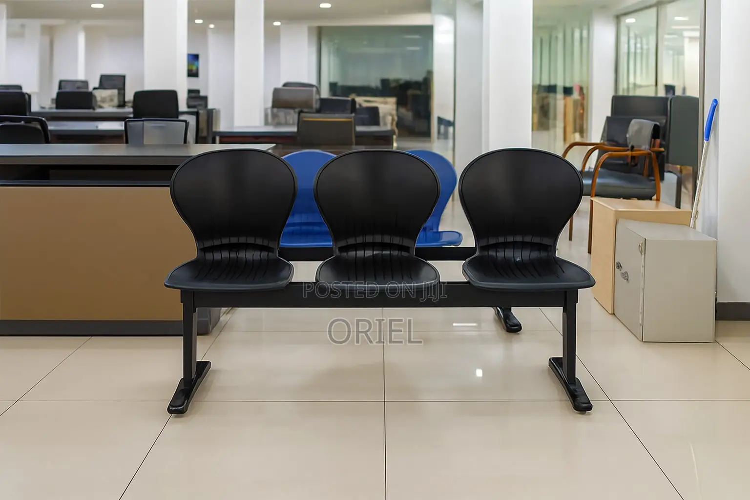 Office Waiting Bench : 3-Link Plastic Waiting Bench