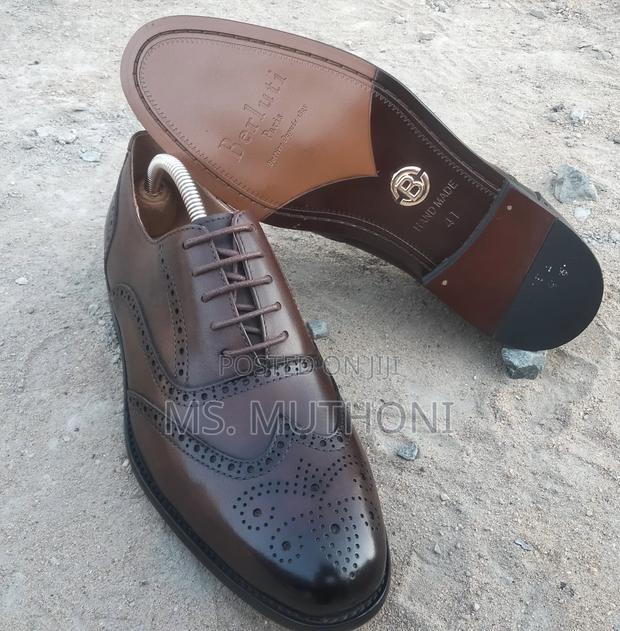 Laced Handmade Berluti Leather Wingtip Brogue Shoes, Size 40-45 - thumbnail 2