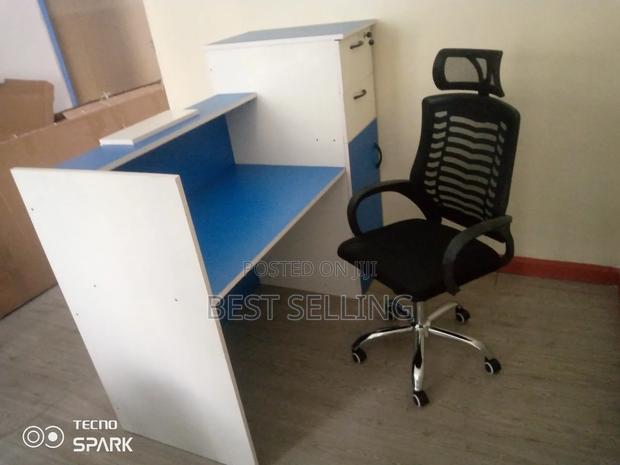 Classic Blue White Reception Desk