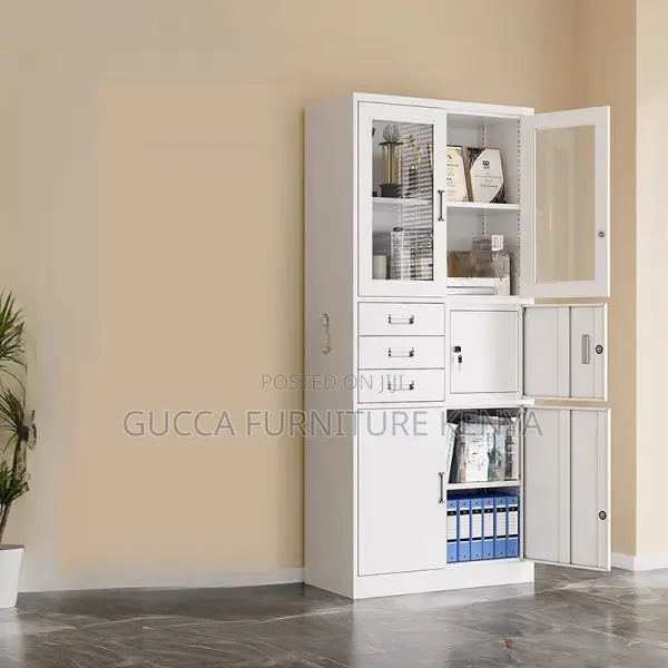 2-door Half Glass Office Cabinet With Safe