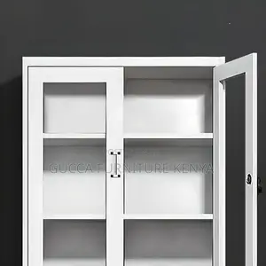 2-door Half Glass Office Cabinet With Safe
