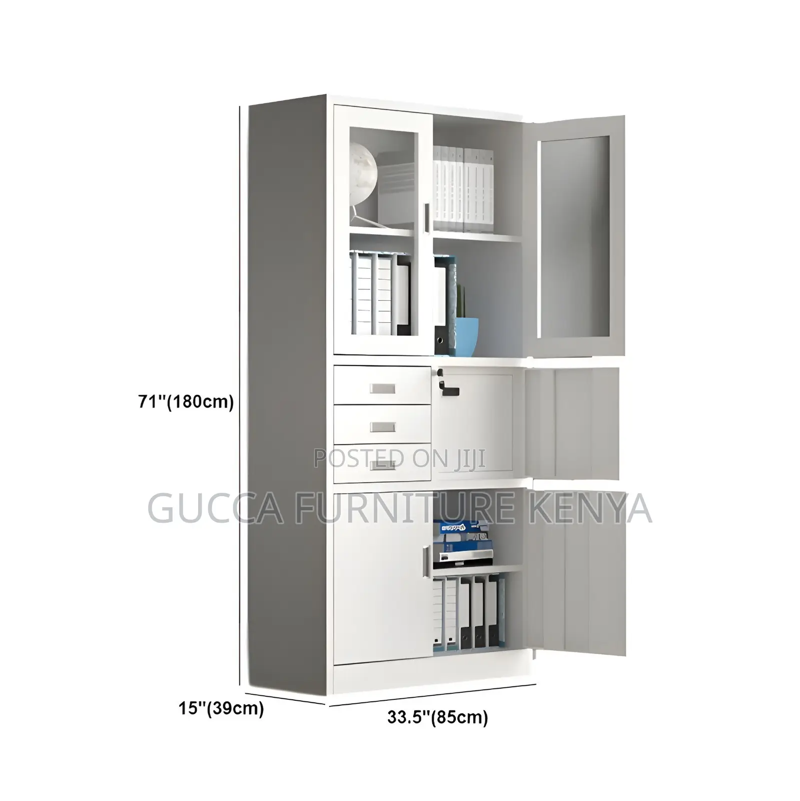 2-door Half Glass Office Cabinet With Safe