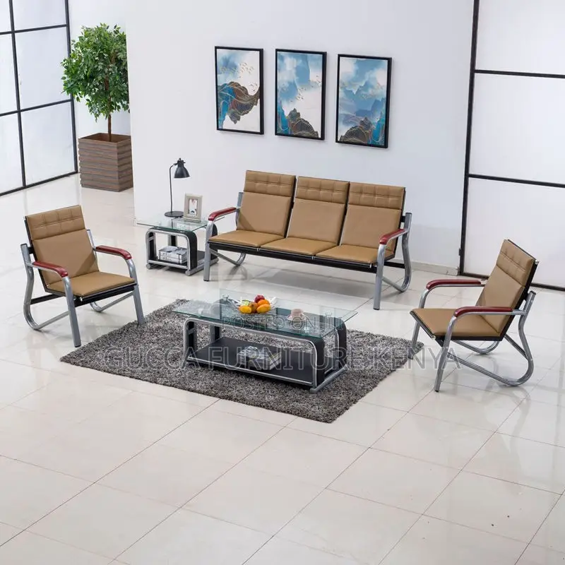 5-seater Brown Executive Reception Sofa Set