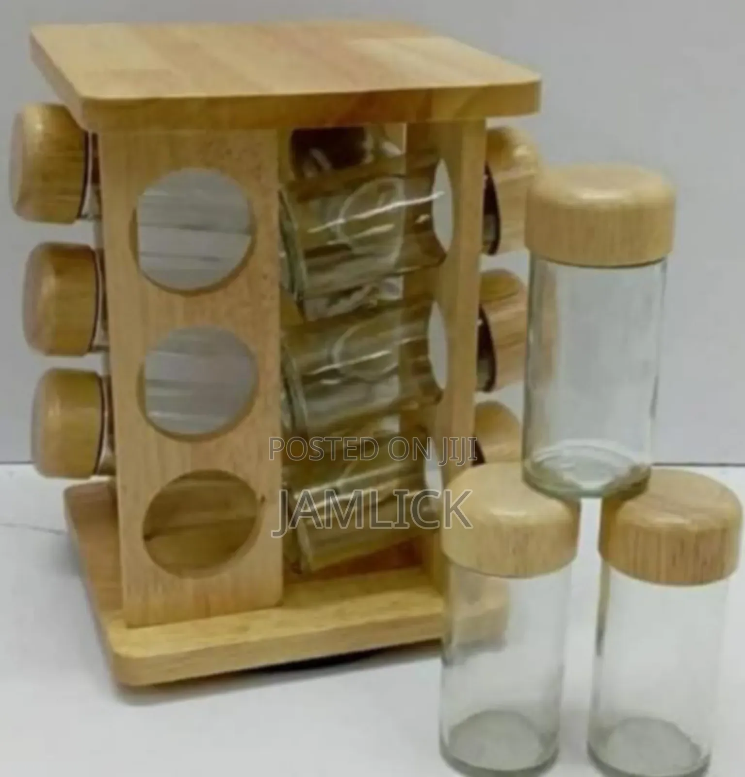 12-in-1 Wooden Spice Rack With Jars –Bz