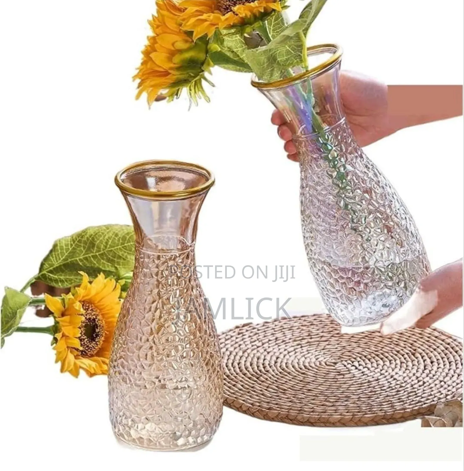 Clear Gold Brim Glass Flower Vase – Pm