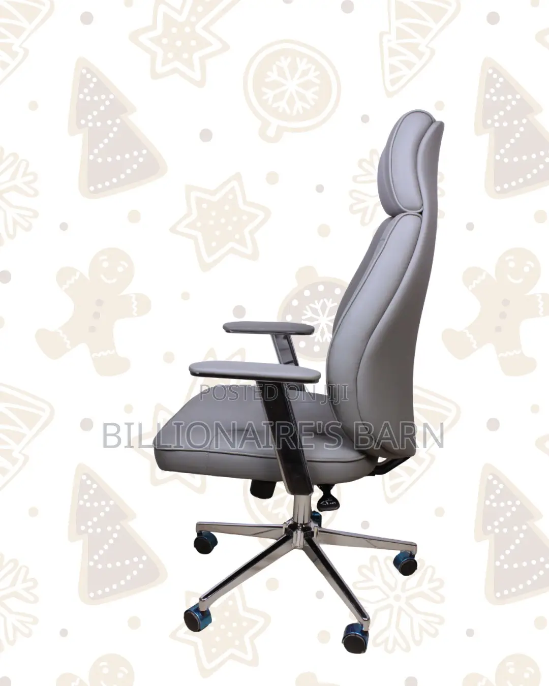 Grey High-Back Executive Leather Chair — Comfort Meets Style