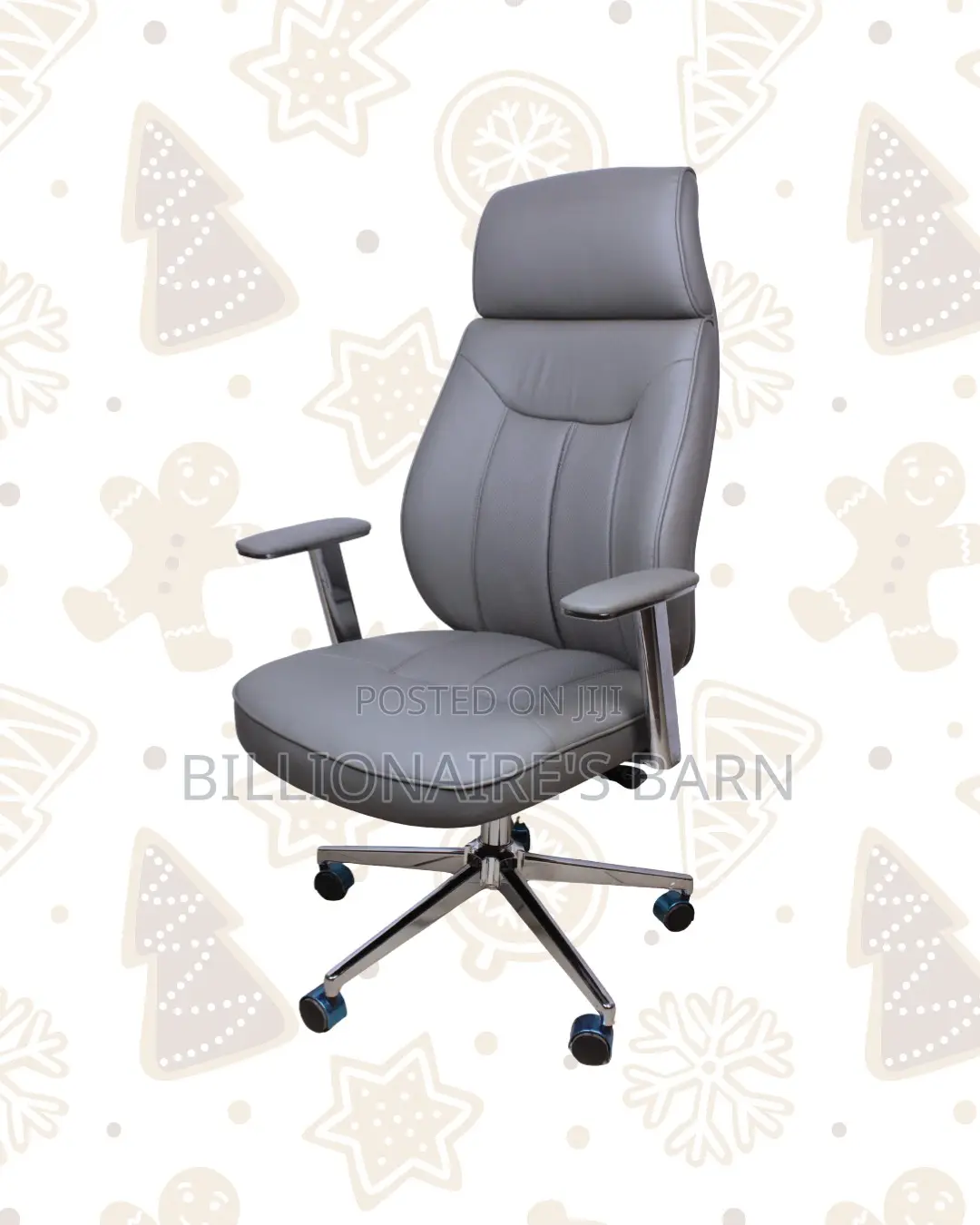 Grey High-Back Executive Leather Chair — Comfort Meets Style