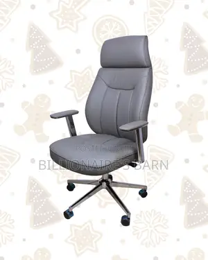 Grey High-Back Executive Leather Chair — Comfort Meets Style