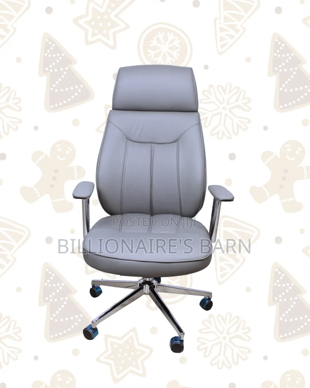 Grey High-Back Executive Leather Chair — Comfort Meets Style