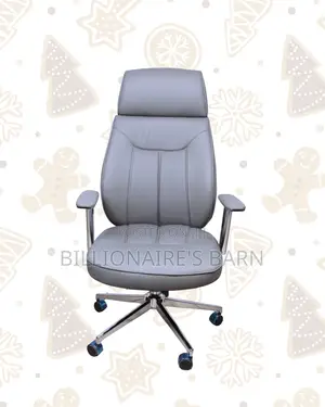 Grey High-Back Executive Leather Chair — Comfort Meets Style