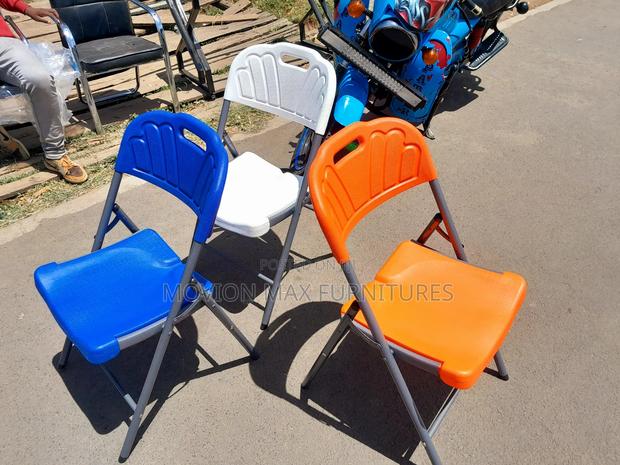 Orange, Red, Blue Foldable Chairs - main view