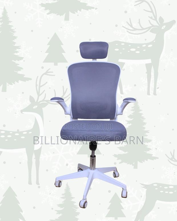 White Ergonomic Office Chair | Executive Finish, Space-Saving Arms - thumbnail 2