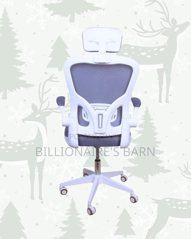 White Ergonomic Office Chair | Executive Finish, Space-Saving Arms - thumbnail 4