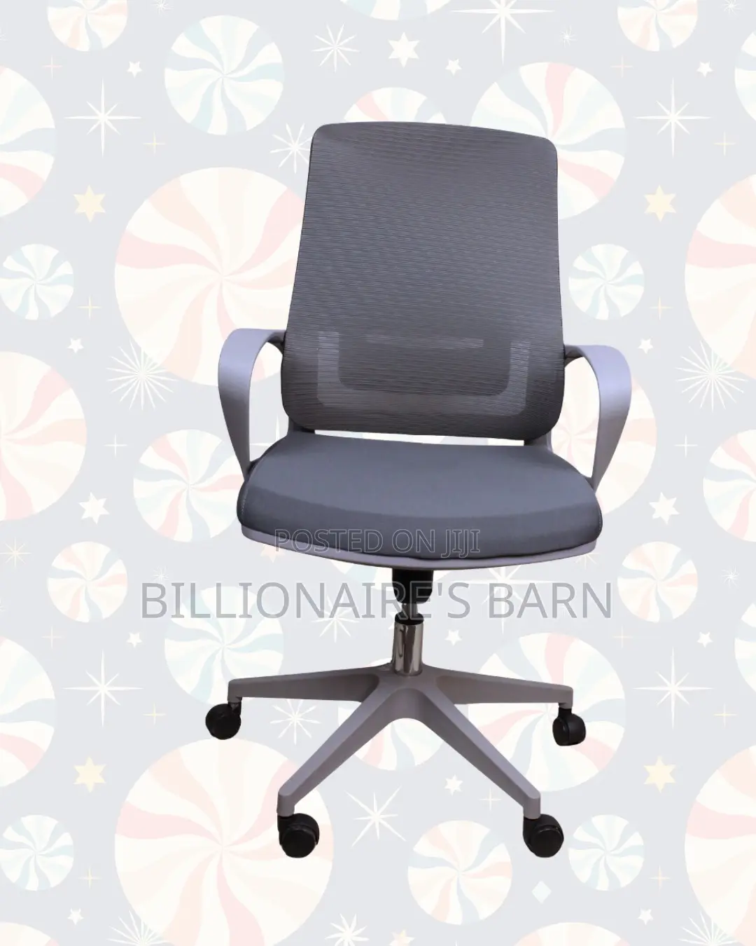 Grey Mid-Back Mesh Office Chair —Professional Look, Cool Mesh Backrest