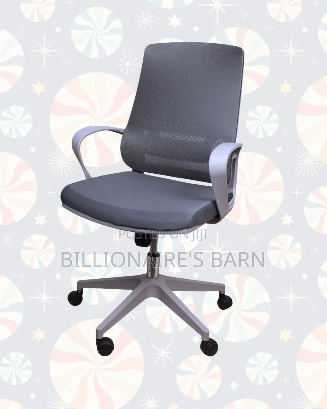 Grey Mid-Back Mesh Office Chair —Professional Look, Cool Mesh Backrest