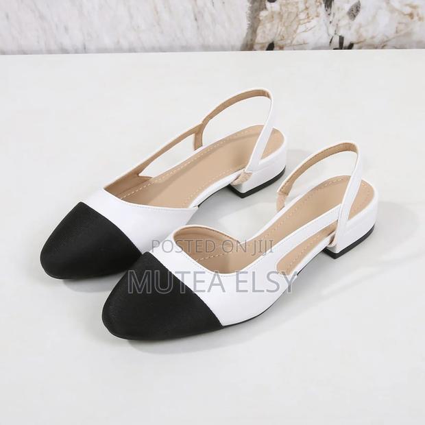 Black,Nude White Slingback Shoes - main view