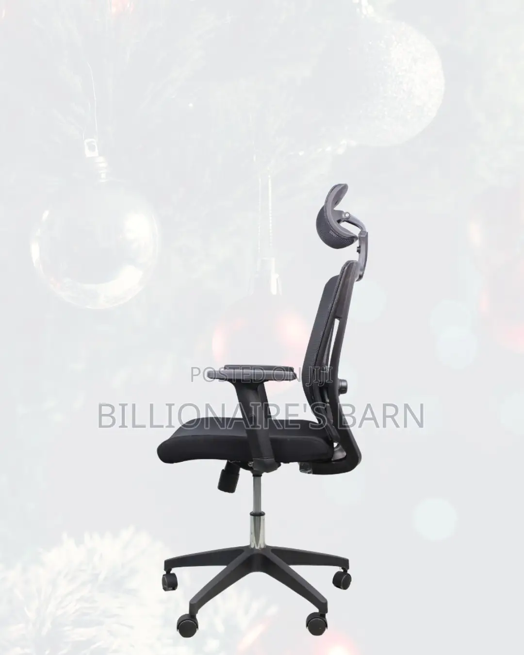Black Ergonomic Office Chair for Work — Adjustable Headrest Support