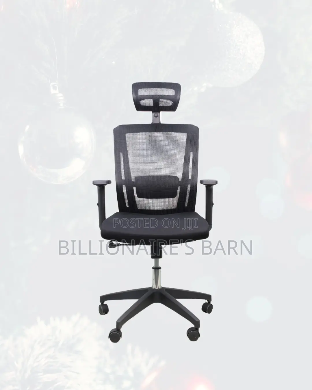 Black Ergonomic Office Chair for Work — Adjustable Headrest Support
