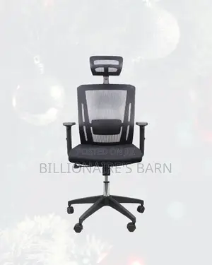 Black Ergonomic Office Chair for Work — Adjustable Headrest Support