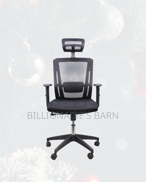 Black Ergonomic Office Chair for Work — Adjustable Headrest Support - thumbnail 2