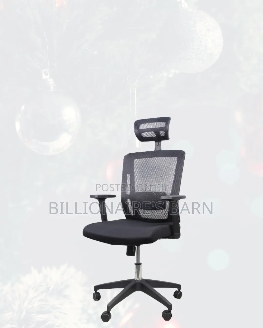 Black Ergonomic Office Chair for Work — Adjustable Headrest Support