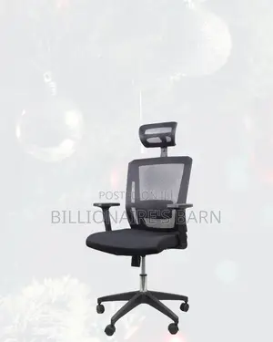 Black Ergonomic Office Chair for Work — Adjustable Headrest Support