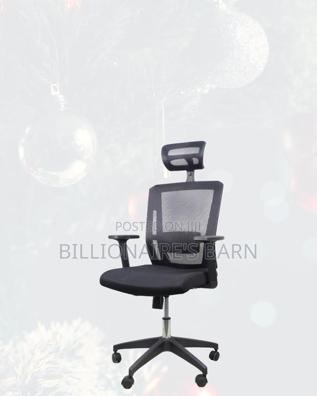 Black Ergonomic Office Chair for Work — Adjustable Headrest Support - thumbnail 3