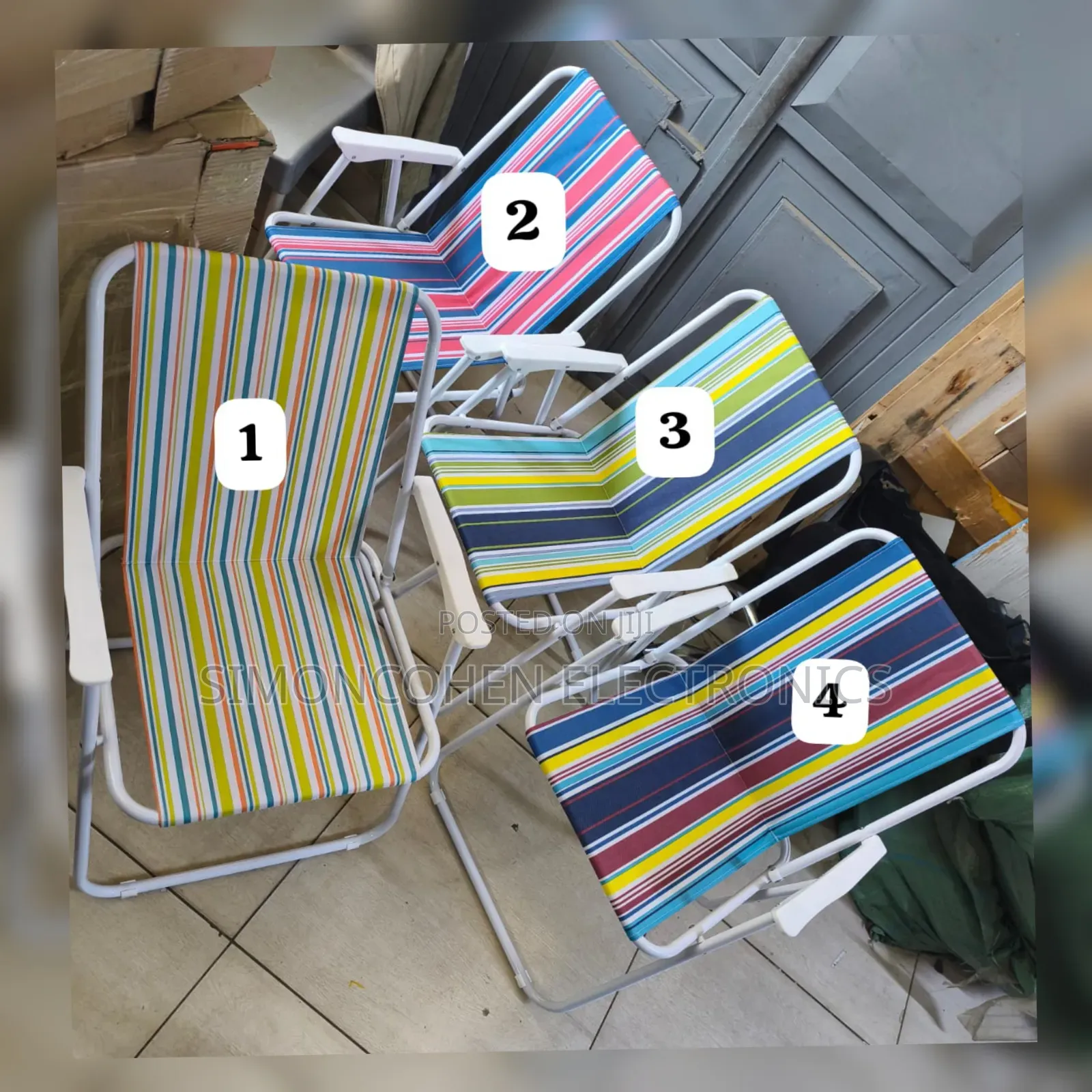 Folding Camping/Picnic Chair With Cabana Strips