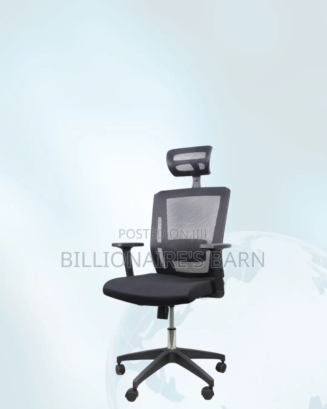 Black Ergonomic Office Chair — Stable Base, Neck Support Headrest