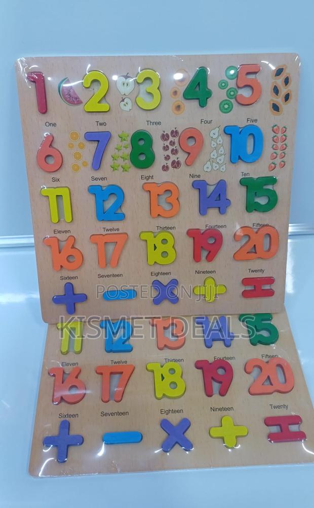 Wooden Puzzle Alphabet Letters Numbers Early Educational Toy