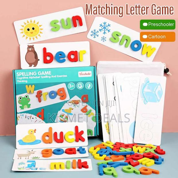 Montessori Wooden Spelling Game Alphabet Matching Toy for Kids Early