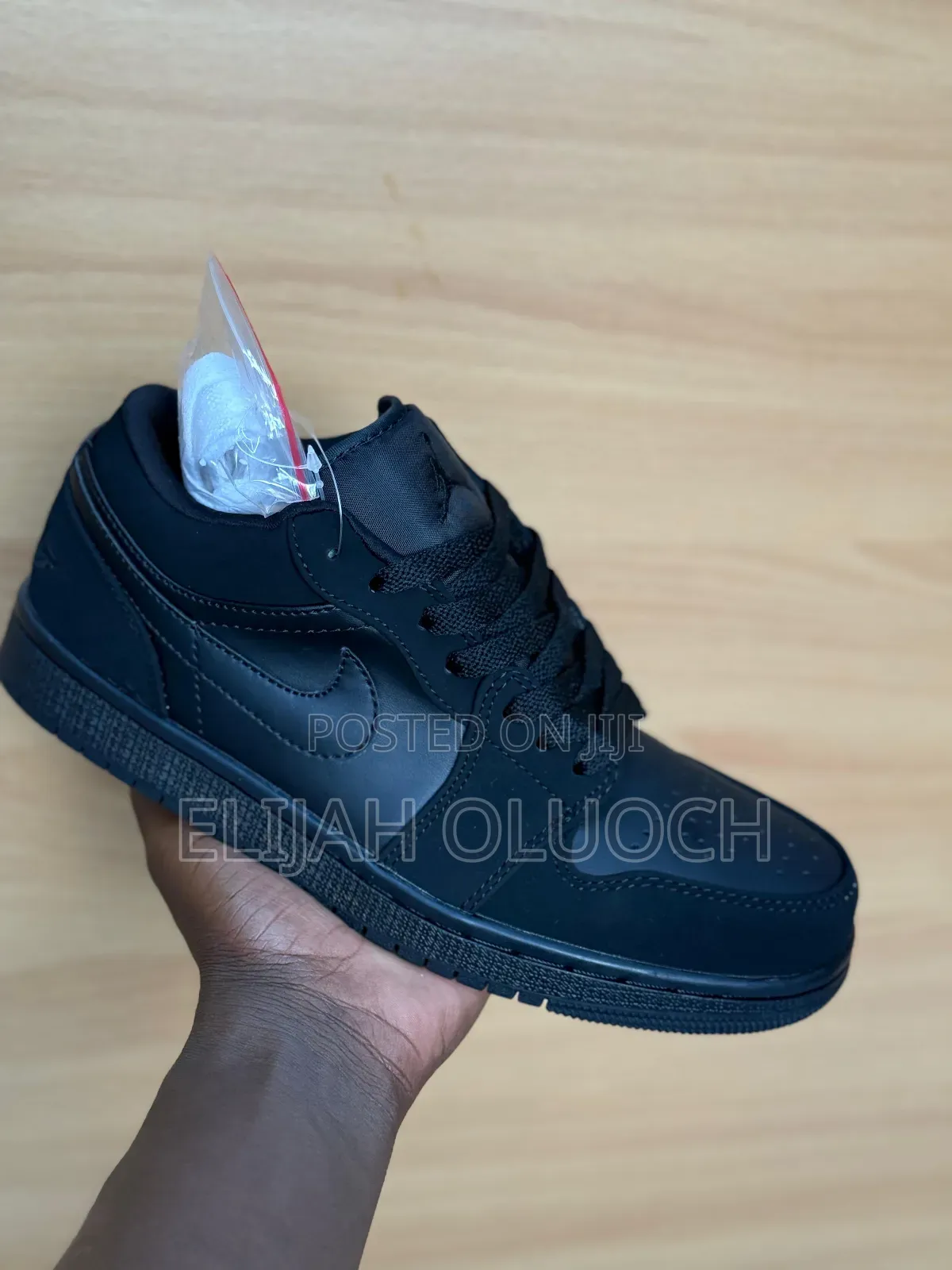 Air Jordan 1 All Black 
Leather Shoes