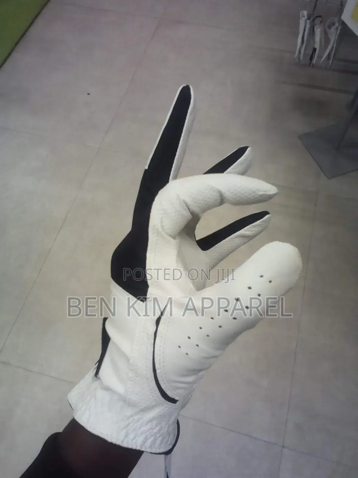 Golf Gloves Pair White With Black Breathable.