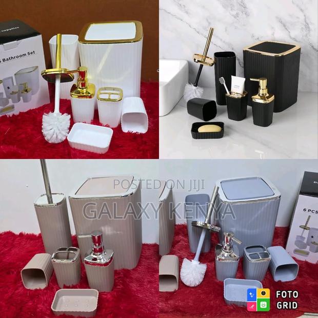 6 in Luxury Bathroom Accessories Set With Touch of Gold Silver