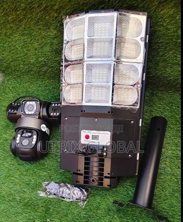 3 Lens Solar PTZ V380 Security Camera With Bright Floodlights Outdoor