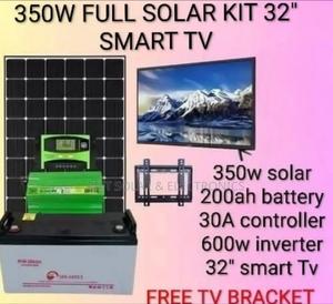 350 Watts Home Solar Kit - 32" Smart Tv - 200ah Heavy Gel Battery