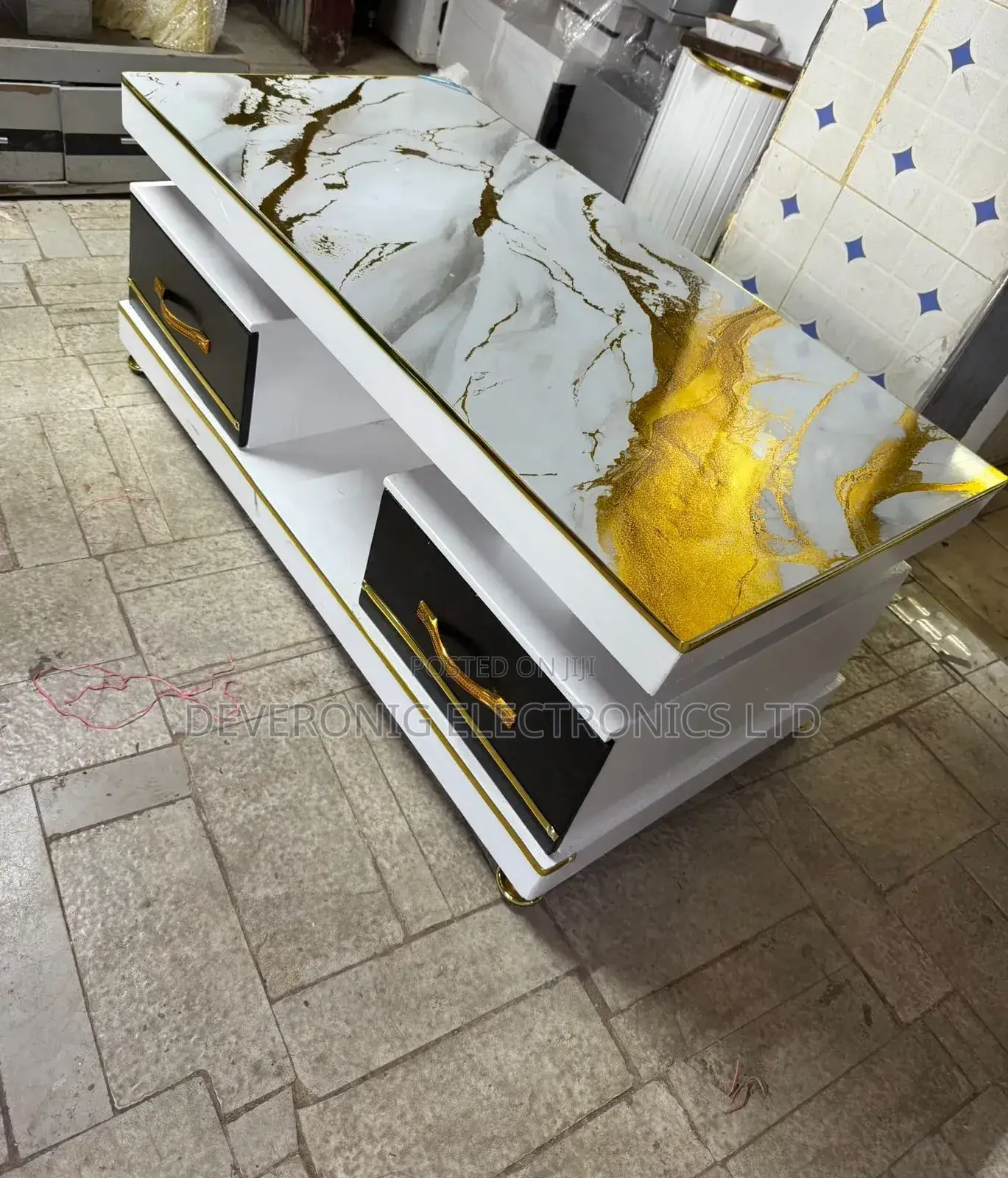 Executive Tv Stand With Marble Coating and Light at 8500