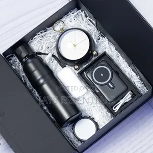 5pc Black Valentine Gift Set – Power Bank, Thermo Bottle Alarm Clock
