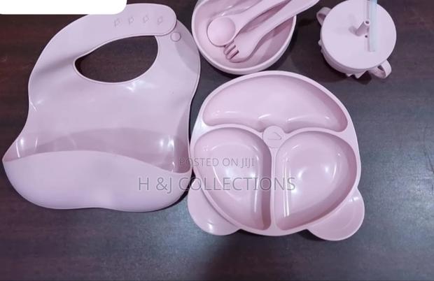 6 in 1 Silicone Feeding Set for Weaning (Pink and Green)
