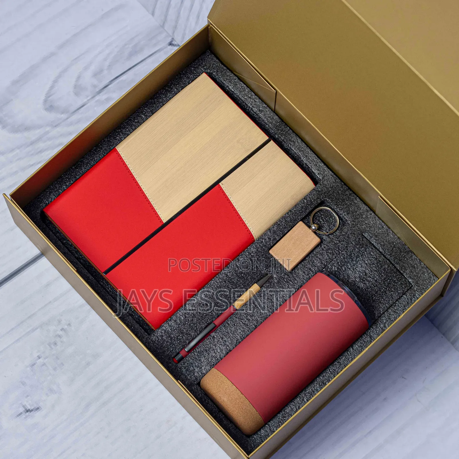 4pc Classic Valentine Gift Set: Notebook, Tumbler, Pen Key Holder