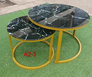 Black Marble Nesting Coffee Table (Glass Effect) - thumbnail 2