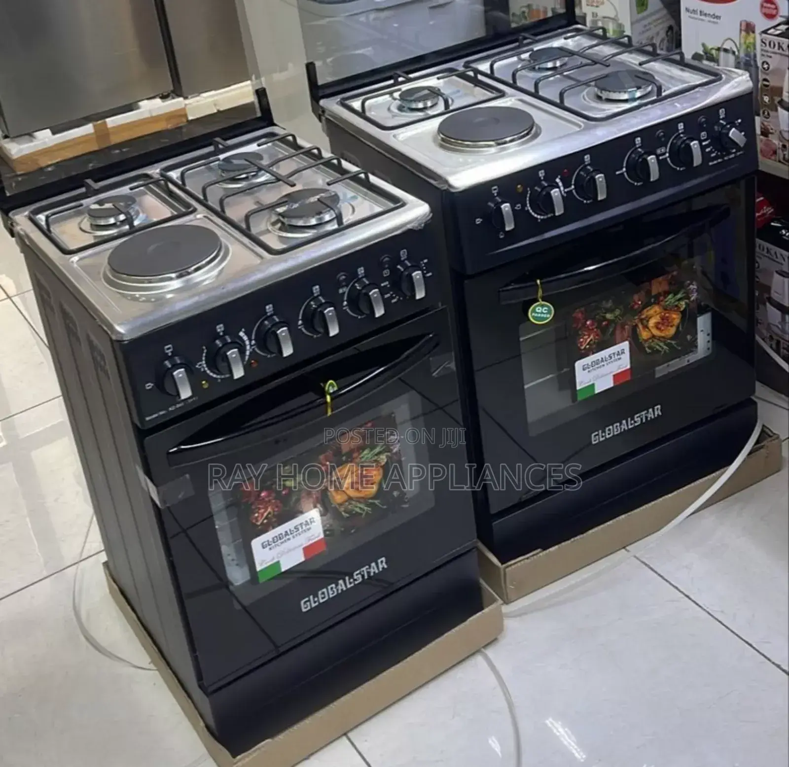 Black 50*55cm Globalstar Jet 3+1 Standing Cooker With Electric Oven