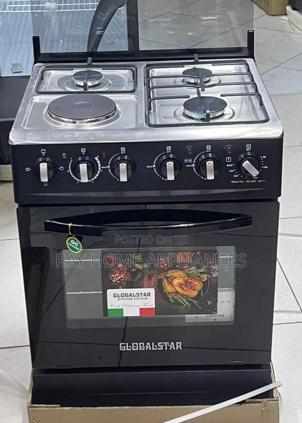 Black 60*60cm Globalstar Jet 3+1 Standing Cooker With Electric Oven
